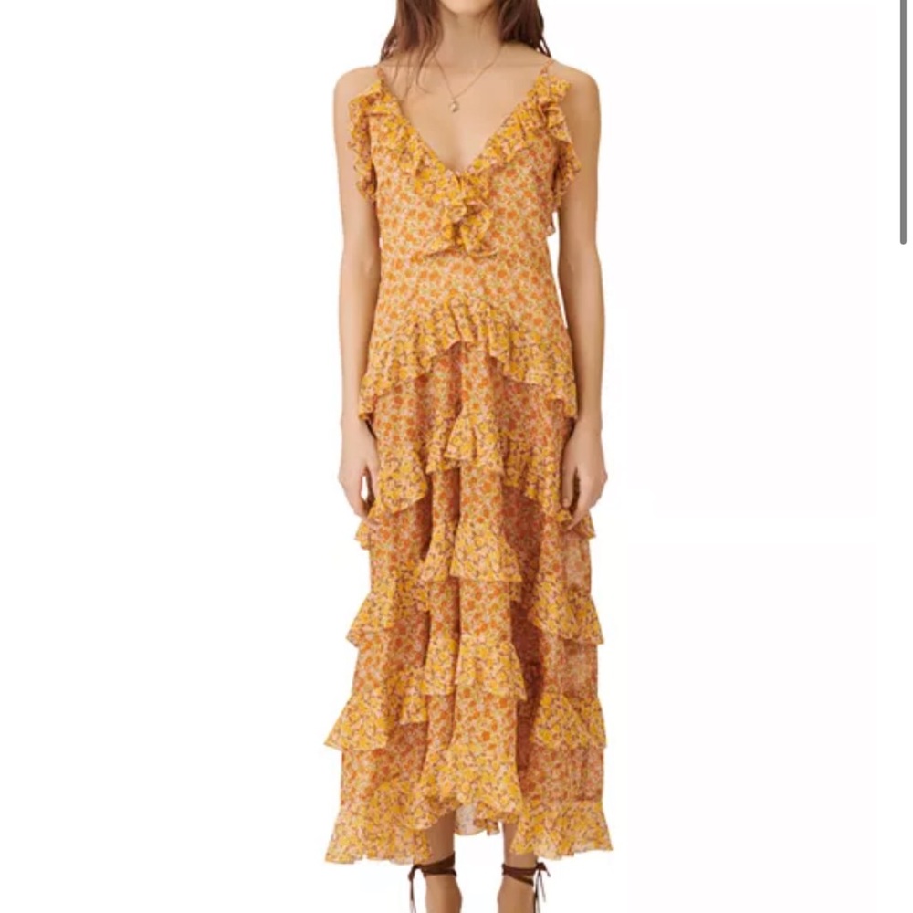 Maje Rissol cotton ruffled maxi dress size 1/S.